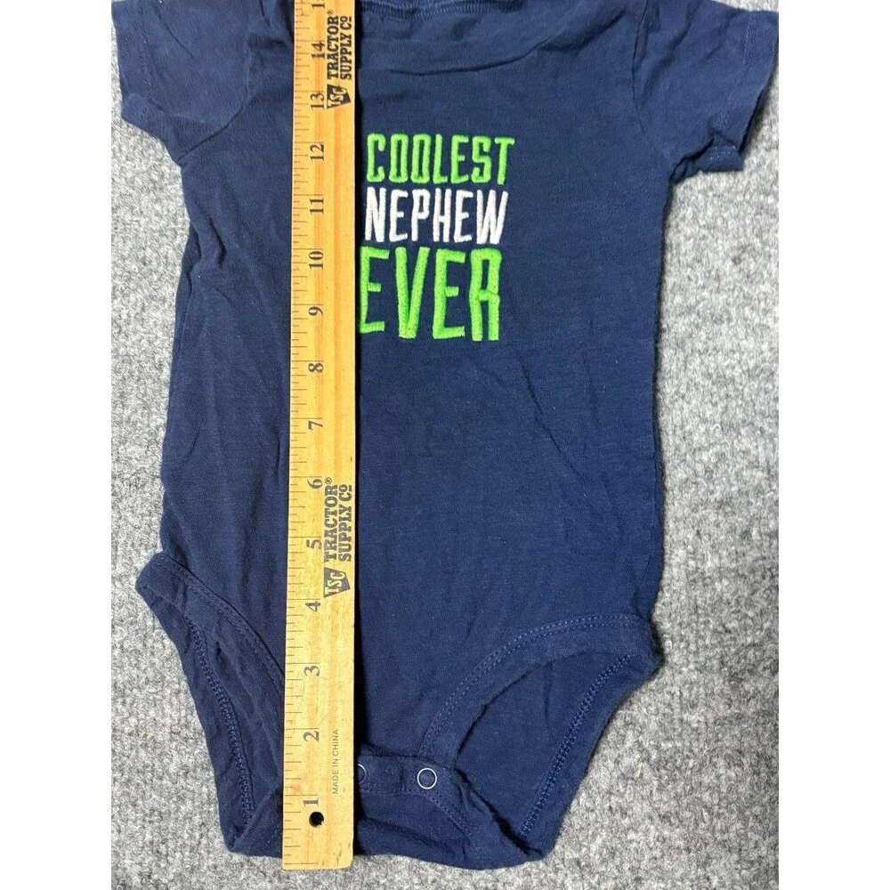 Baby Boy Carter's Coolest Nephew Ever Bodysuit Boys 18 M Blue VTG 90s